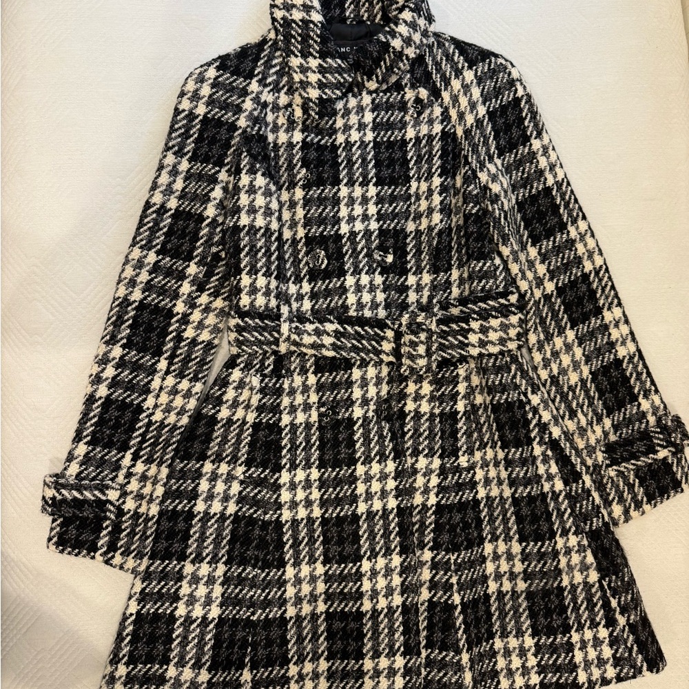 Blanc Noir Black and White Checkered Wool Coat